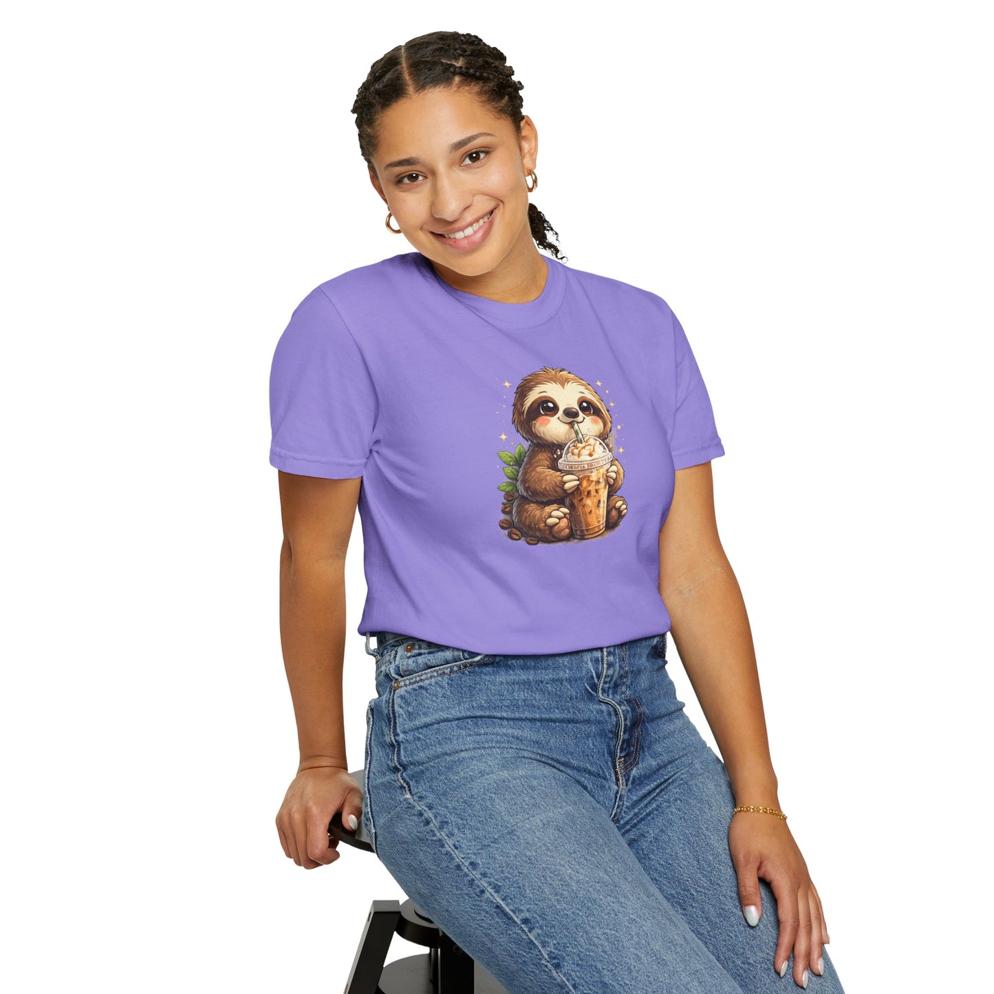 Cute Sloth Holding Coffee T-Shirt — Adorable Cozy Animal Tee