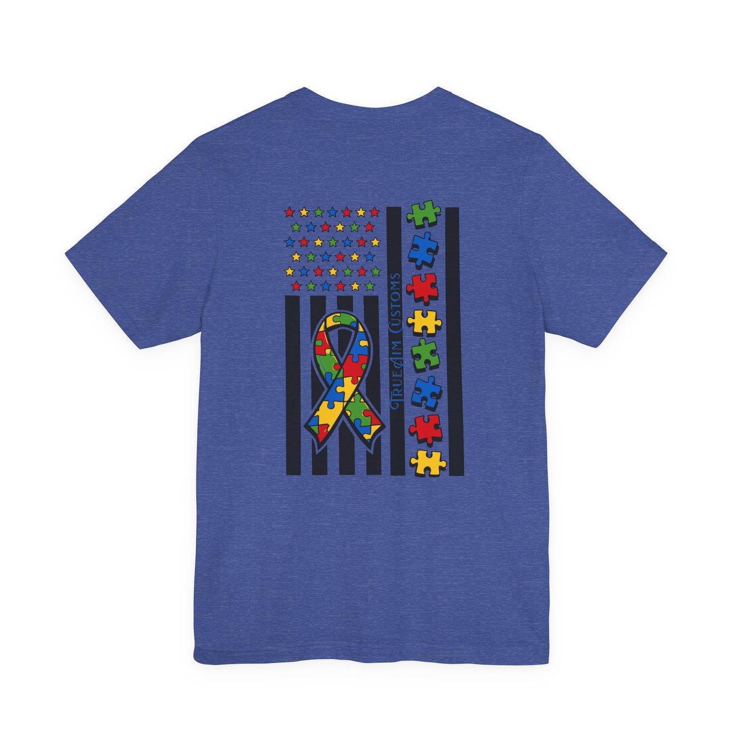 Autism Awareness Flag T-Shirt — Puzzle Ribbon Support Tee