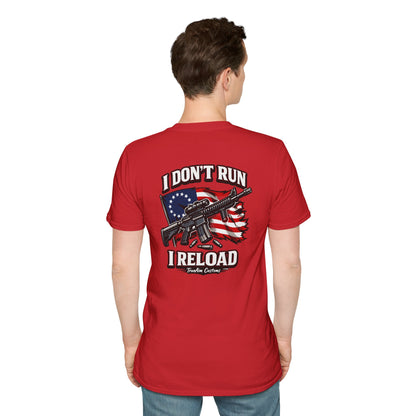 American Flag, AR 15- I don't run I reload 2A tee shirt unisex