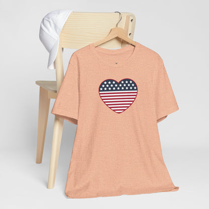 Patriotic Heart T-Shirt — American Flag Heart Tee for 4th of July & Independence Day