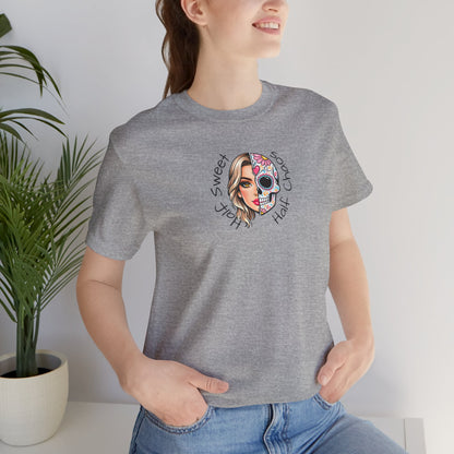 Half Sweet Half Chaos T-Shirt — Day of the Dead Skull Girl Graphic Tee