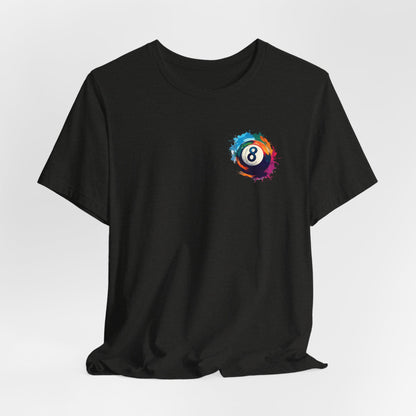 8 Ball Splash T‑Shirt — Colorful Pool Billiards Tee