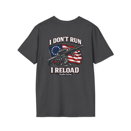 American Flag, AR 15- I don't run I reload 2A tee shirt unisex