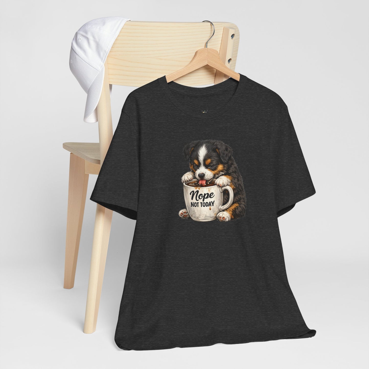 Puppy Coffee Tee — “Nope Not Today” Cute Dog Graphic T-Shirt