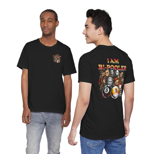 I Am Bi-Pooler Horror Characters 8-Ball Tee