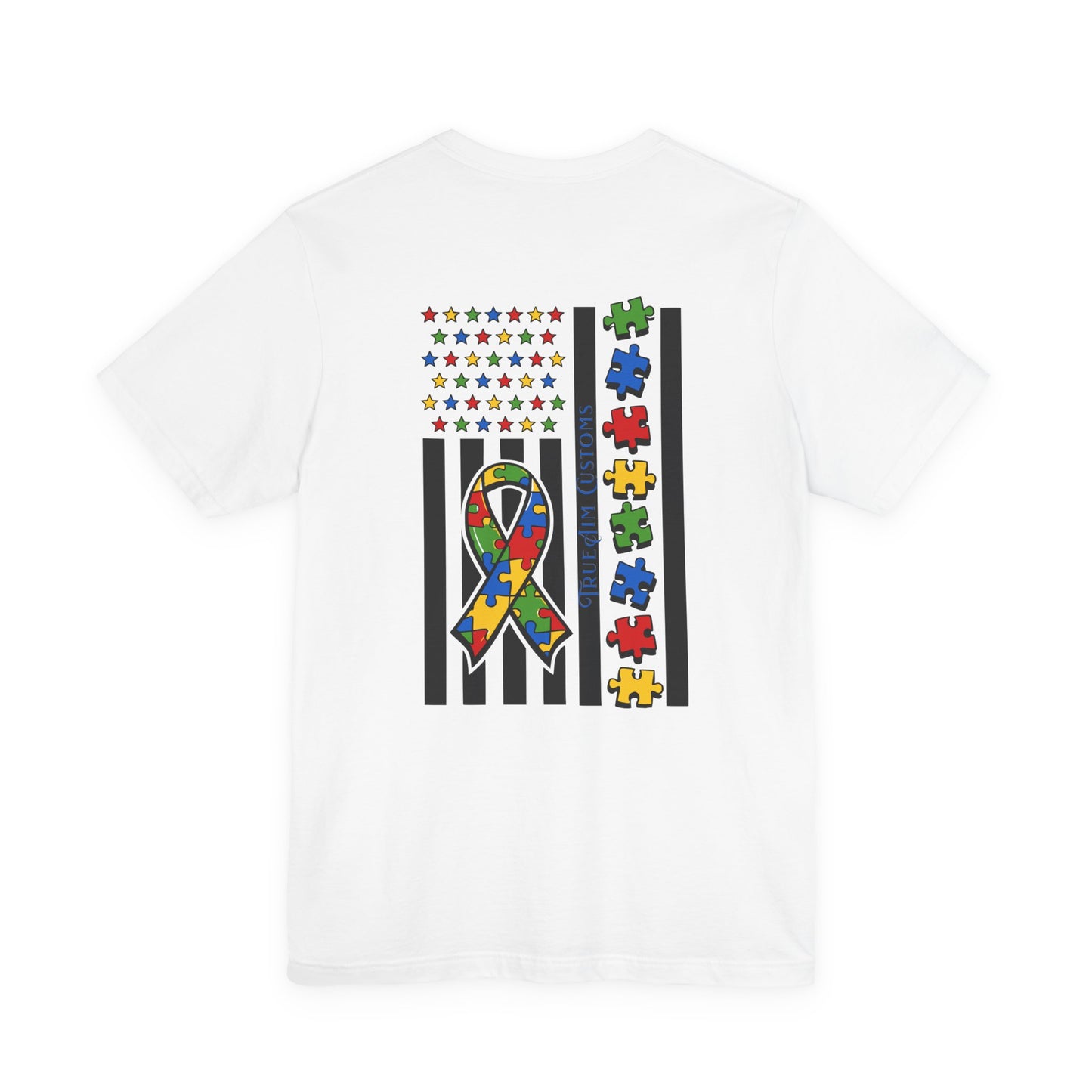 Autism Awareness Flag T-Shirt — Puzzle Ribbon Support Tee