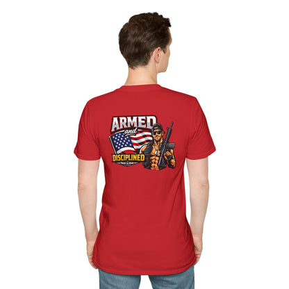 Armed and Disciplined T-Shirt — Patriotic Rifle Graphic Tee