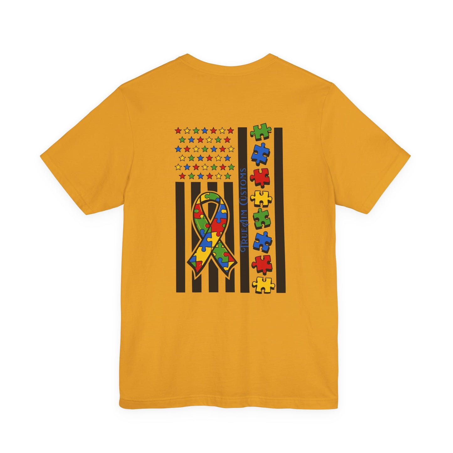 Autism Awareness Flag T-Shirt — Puzzle Ribbon Support Tee