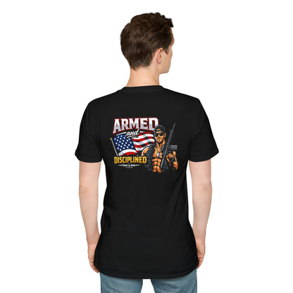 Armed and Disciplined T-Shirt — Patriotic Rifle Graphic Tee