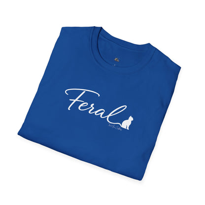 Feral Cat Script Tee — Minimal Cat Silhouette T-Shirt