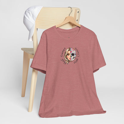 Half Sweet Half Chaos T-Shirt — Day of the Dead Skull Girl Graphic Tee