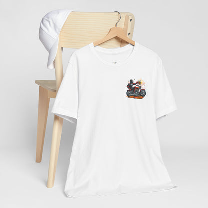 Motorcycle T‑Shirt with Beer Mug Graphic