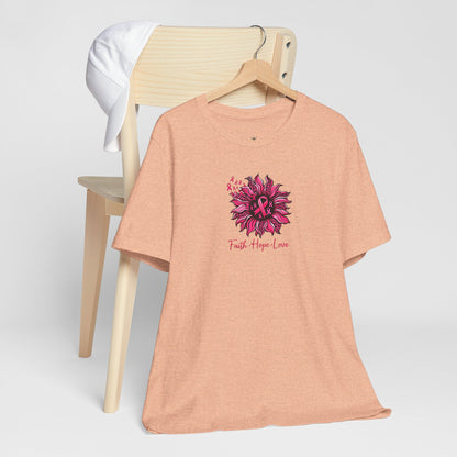 Faith Hope Love Floral Tee — Inspirational Women's Short Sleeve Shirt