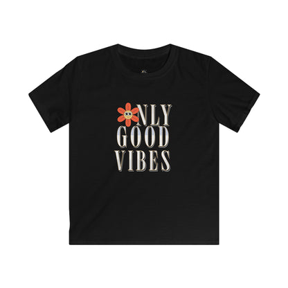 Kids Tee - "Only Good Vibes" Retro Flower Graphic