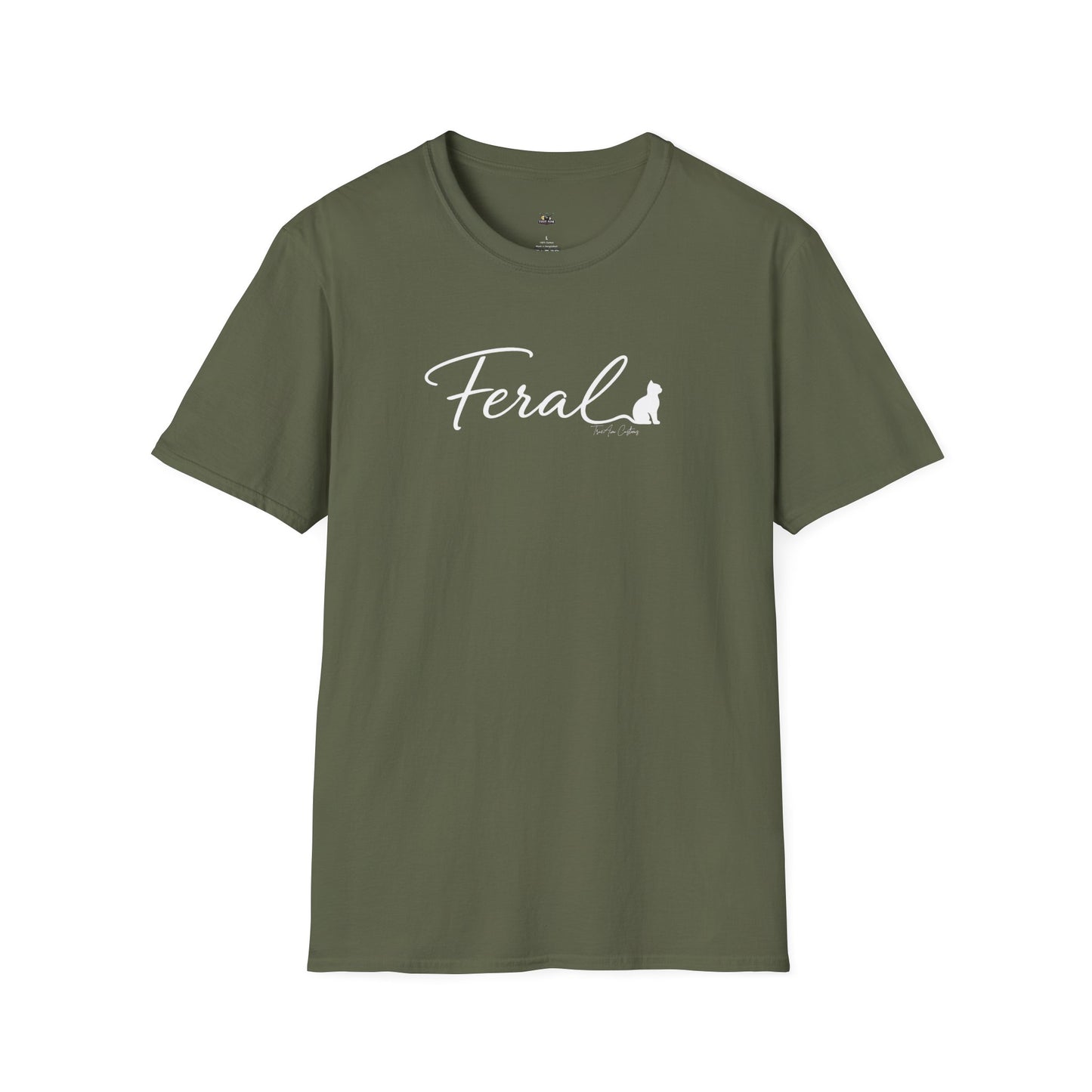 Feral Cat Script Tee — Minimal Cat Silhouette T-Shirt