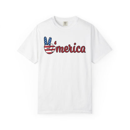 'Merica Peace Sign T-shirt – American Flag Patriotic Tee for 4th of July