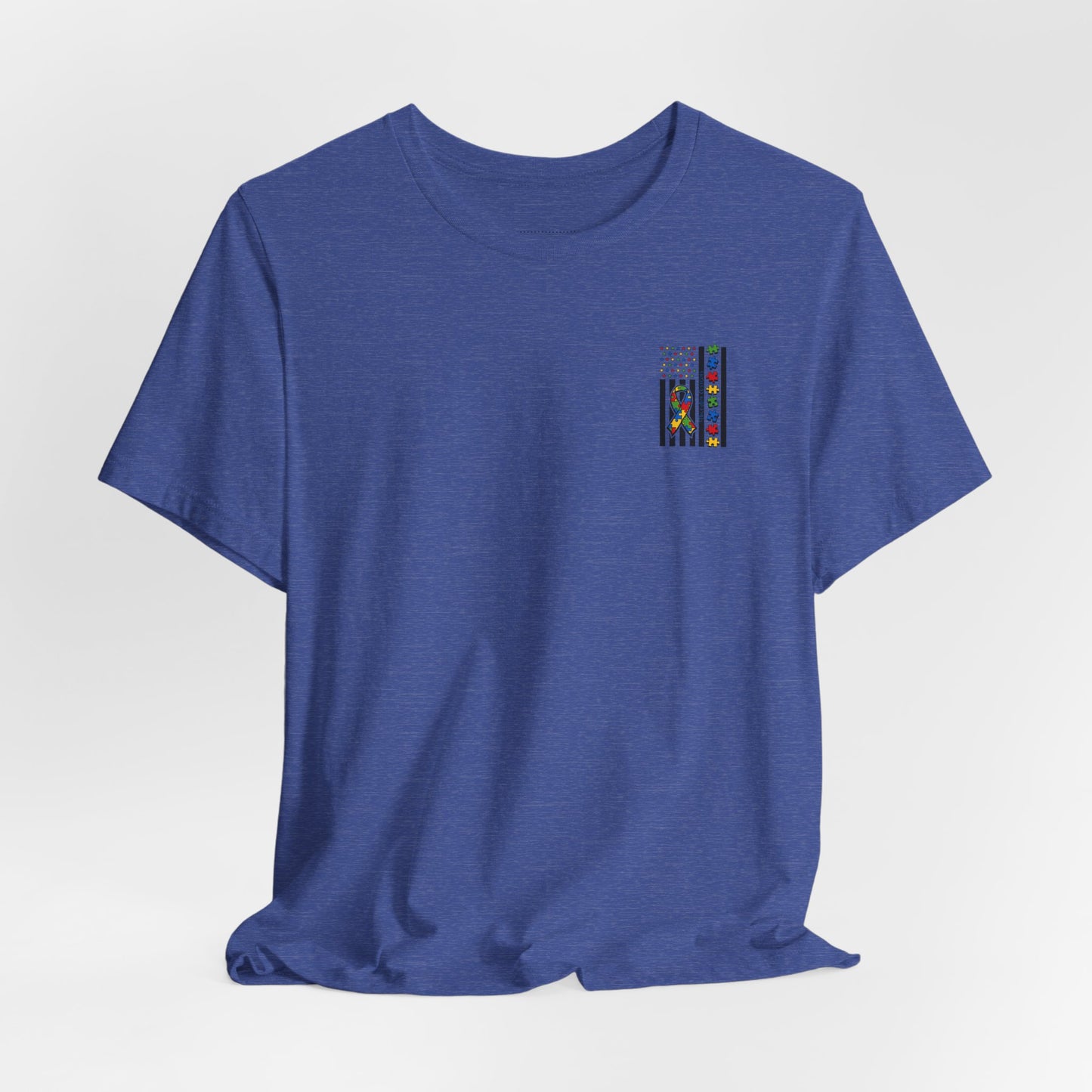 Autism Awareness Flag T-Shirt — Puzzle Ribbon Support Tee