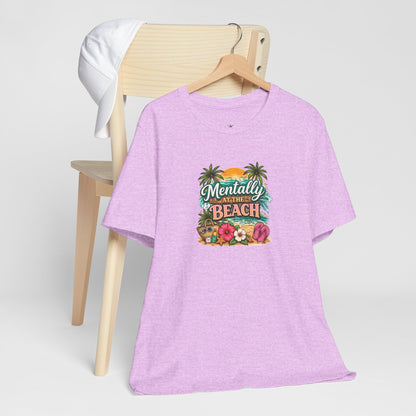 Mentally at the Beach Tee – Tropical Sunset Palm Vacation T-Shirt