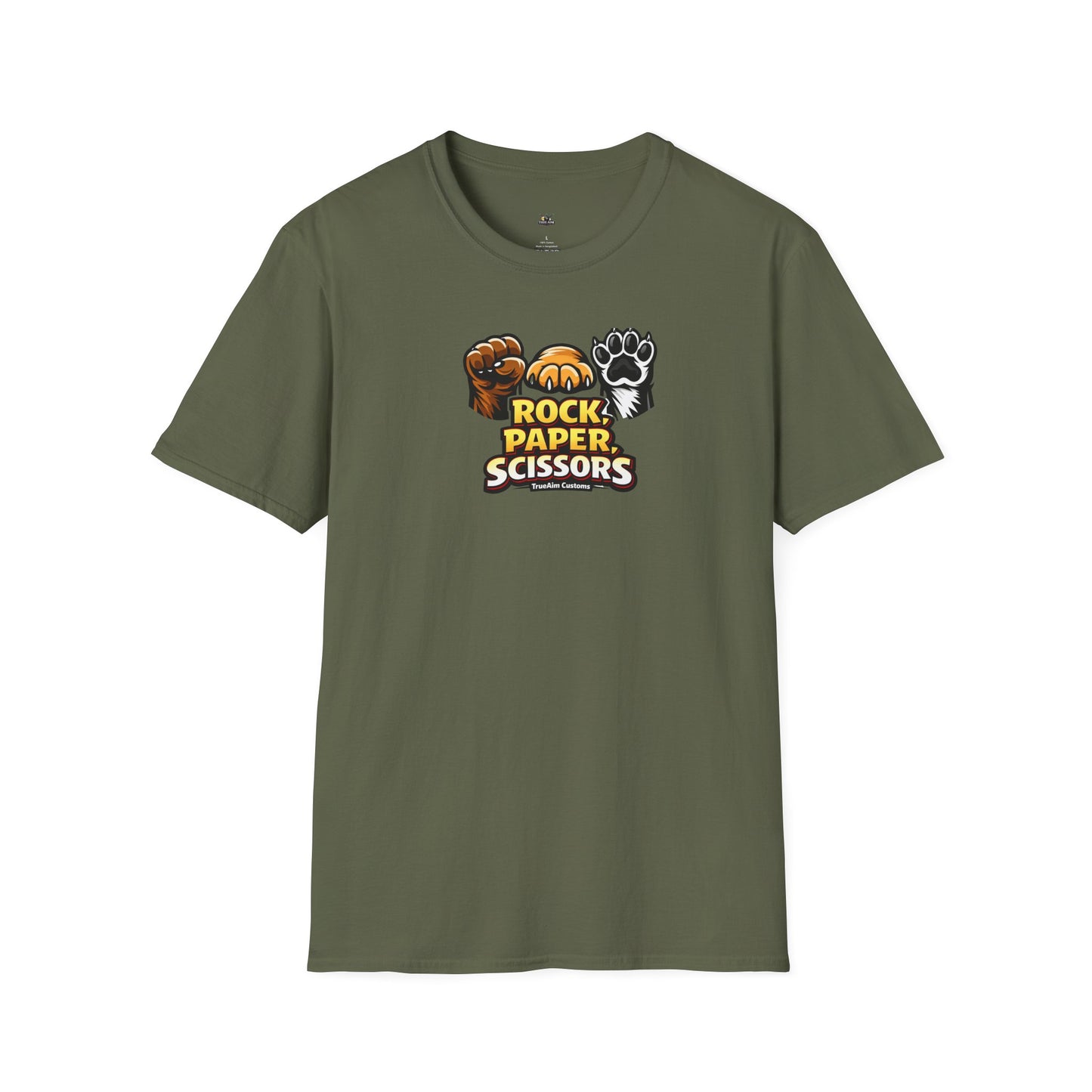 Rock Paper Scissors Paw Print T-Shirt — Cute Animal Game Graphic Tee