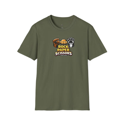 Rock Paper Scissors Paw Print T-Shirt — Cute Animal Game Graphic Tee