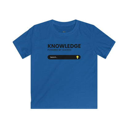 Kids Tee — "Knowledge Powered by Google" Search Bar Design, Funny STEM Shirt for School & Gifts