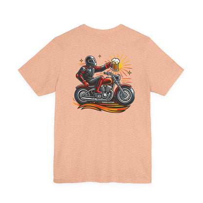 Motorcycle T‑Shirt with Beer Mug Graphic
