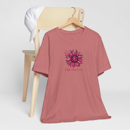 Faith Hope Love Floral Tee — Inspirational Women's Short Sleeve Shirt