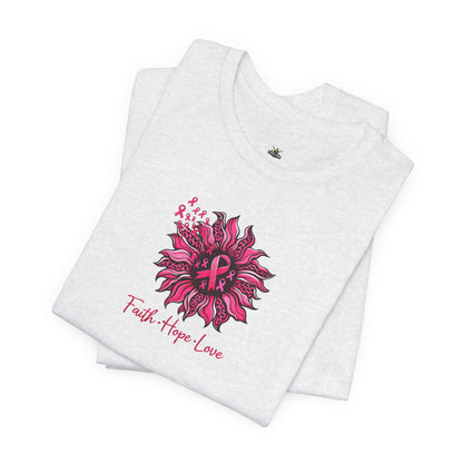Faith Hope Love Floral Tee — Inspirational Women's Short Sleeve Shirt