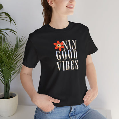 Good Vibes Floral Tee — 'Only Good Vibes' Graphic T‑Shirt- matching Adult Tee