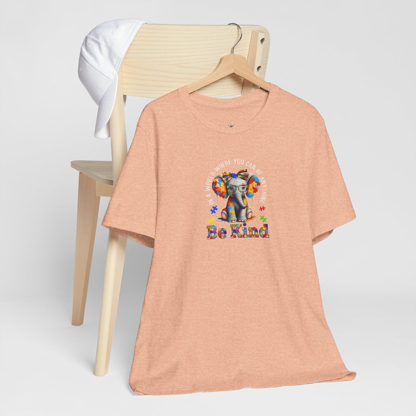 Be Kind Elephant T-Shirt — Colorful Puzzle Piece Autism Awareness Tee