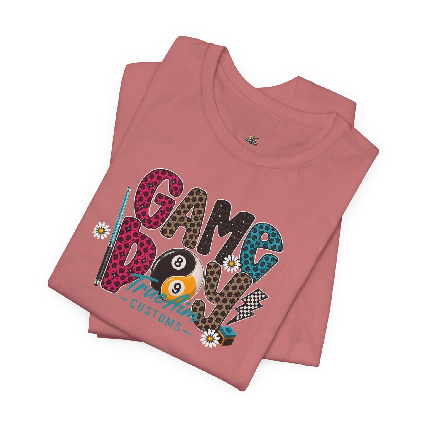 Game Day Pool Tee — "Game Day" Graphic T-Shirt (Back: "Move Over Boys Let This Girl Show You How To Shoot")