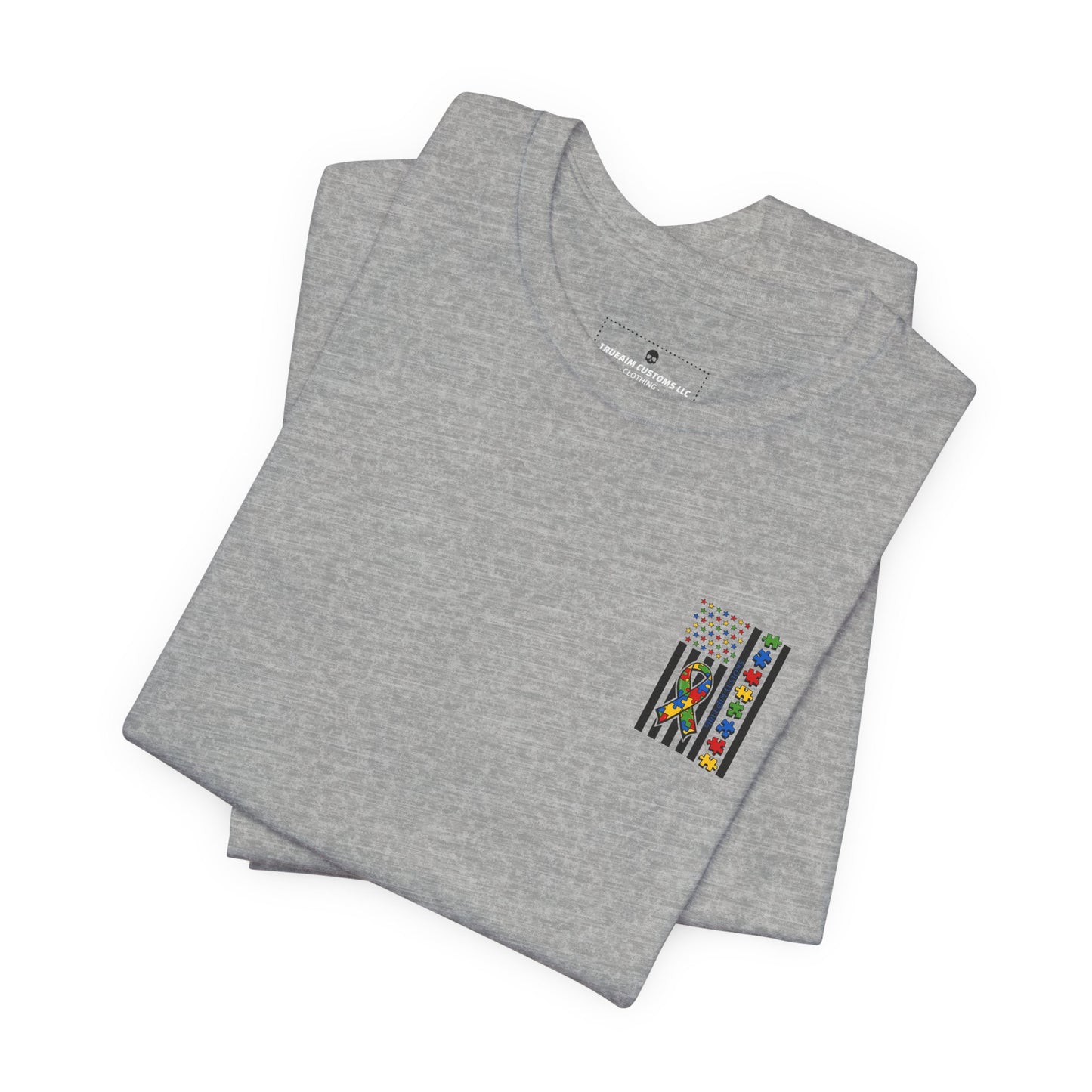 Autism Awareness Flag T-Shirt — Puzzle Ribbon Support Tee