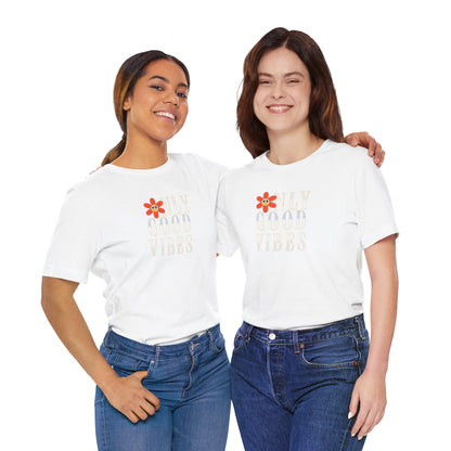Good Vibes Floral Tee — 'Only Good Vibes' Graphic T‑Shirt- matching Adult Tee