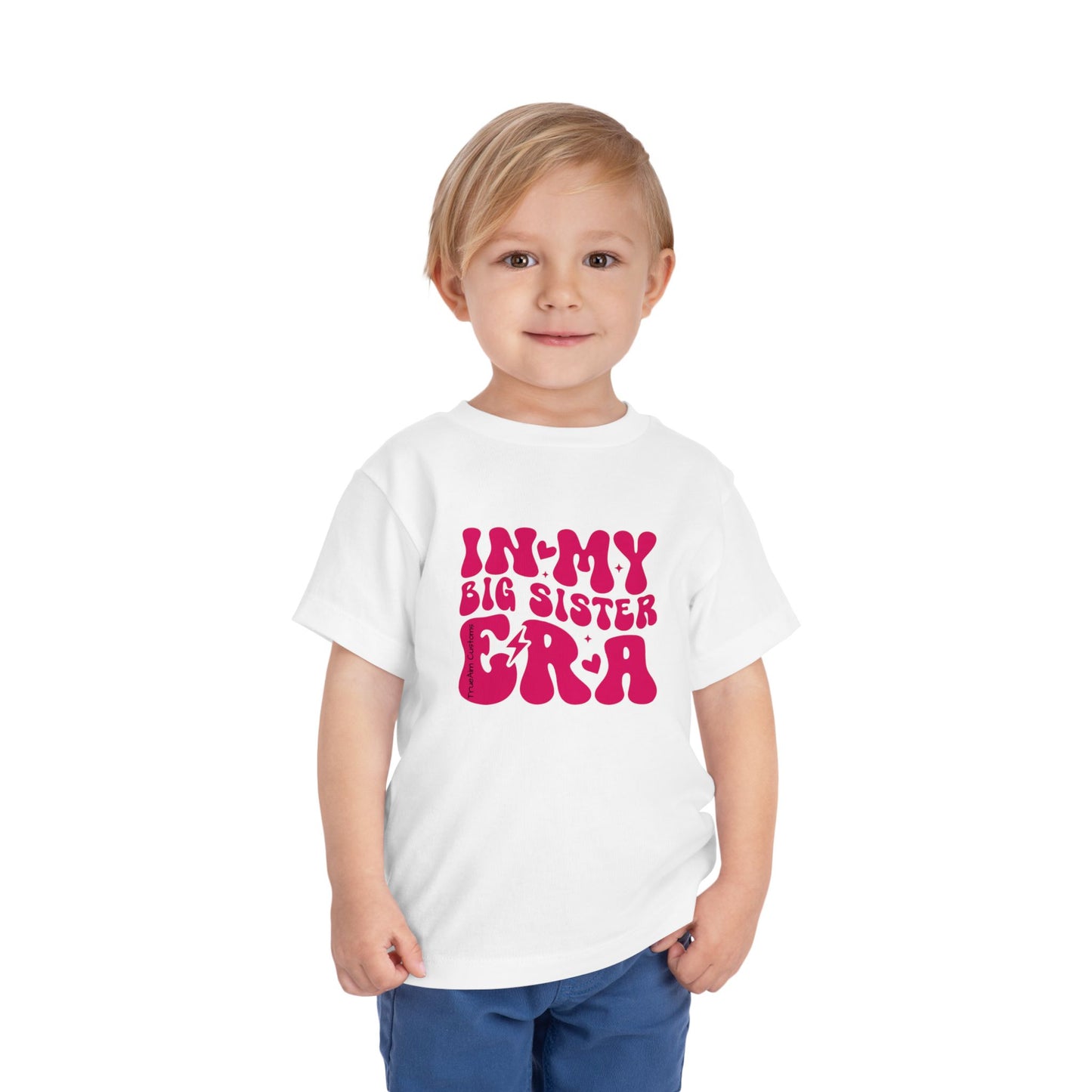 Toddler Tee — "In My Big Sister Era" Retro Pink Announcement Shirt