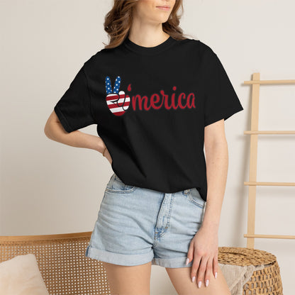 'Merica Peace Sign T-shirt – American Flag Patriotic Tee for 4th of July