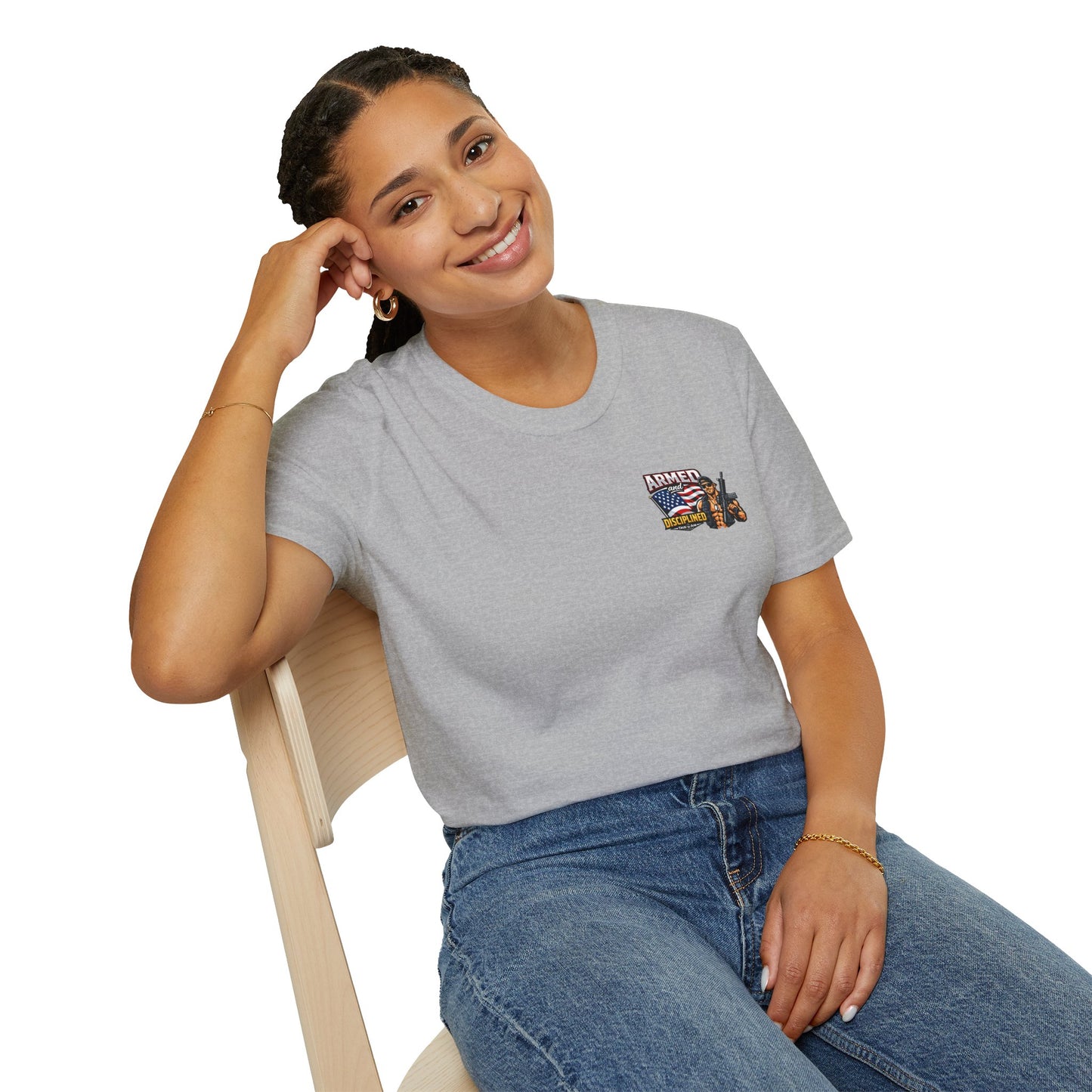 Armed and Disciplined T-Shirt — Patriotic Rifle Graphic Tee