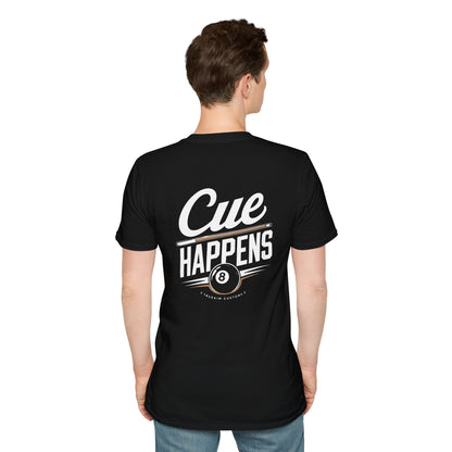 Cue Happens T-Shirt — Pool Billiards Graphic Tee (True Aim)