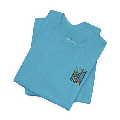 Autism Awareness Flag T-Shirt — Puzzle Ribbon Support Tee