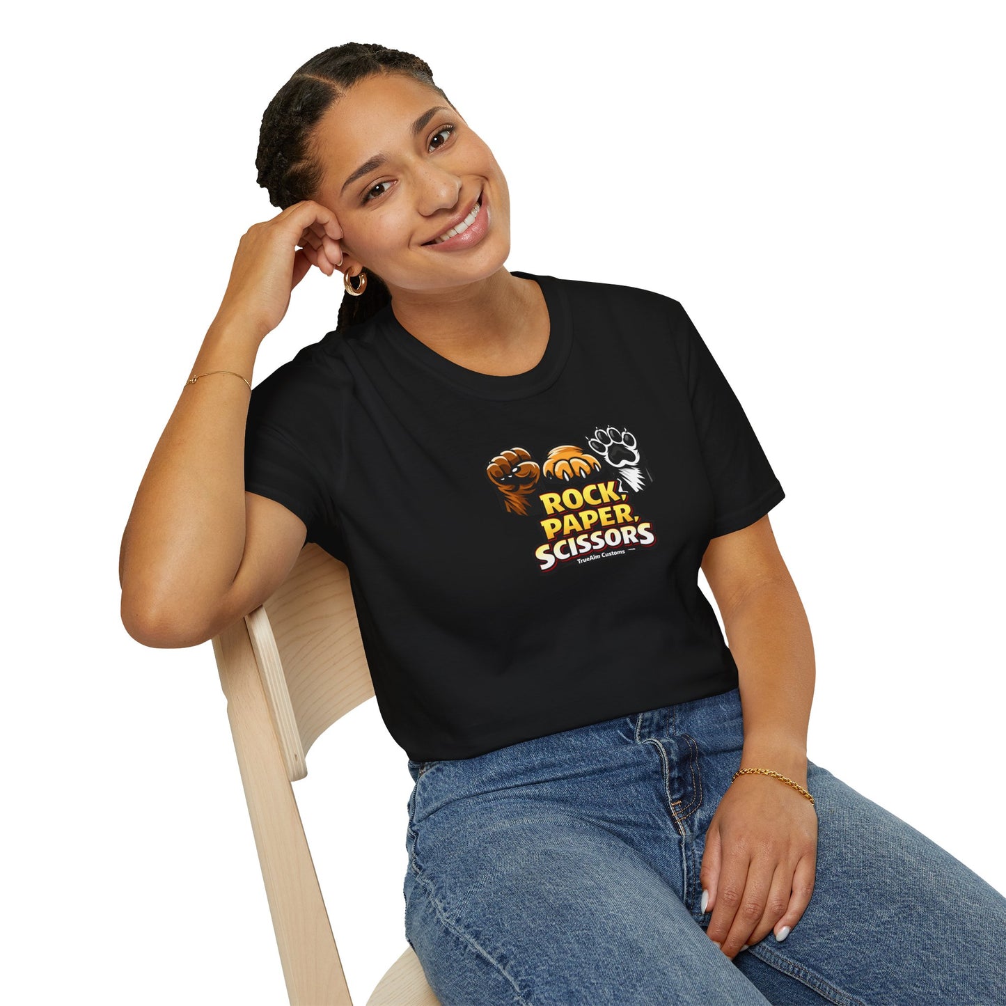 Rock Paper Scissors Paw Print T-Shirt — Cute Animal Game Graphic Tee