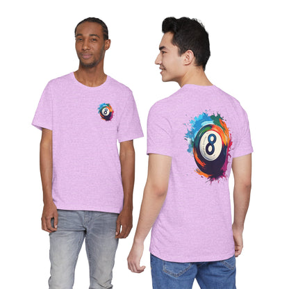 8 Ball Splash T‑Shirt — Colorful Pool Billiards Tee