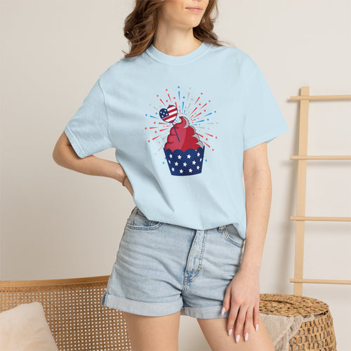 Patriotic Cupcake T-Shirt — 4th of July Red White Blue Celebration Tee