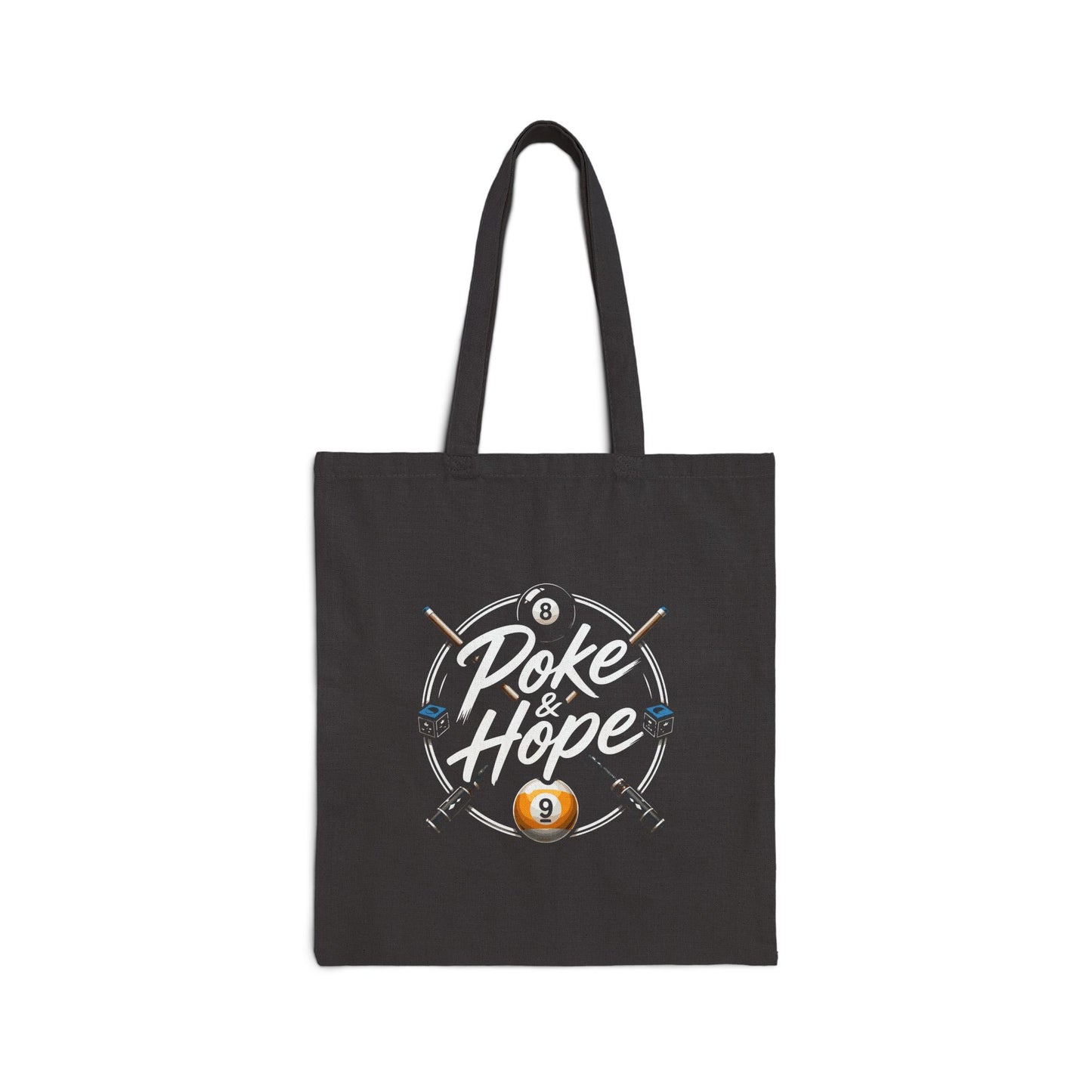 Pool Player Tote Bag — "Poke & Hope" / True Aim Billiards Canvas Tote