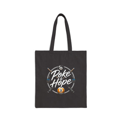 Pool Player Tote Bag — "Poke & Hope" / True Aim Billiards Canvas Tote