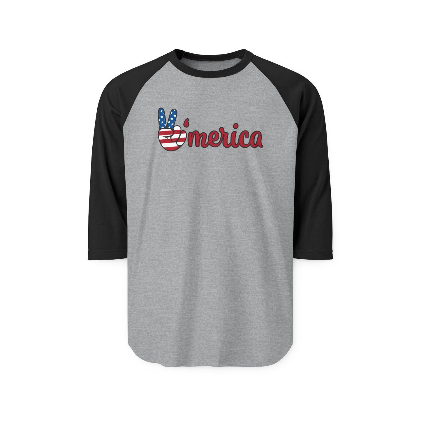 ’Merica Peace Sign Raglan Shirt – Patriotic 3/4 Sleeve Baseball Tee