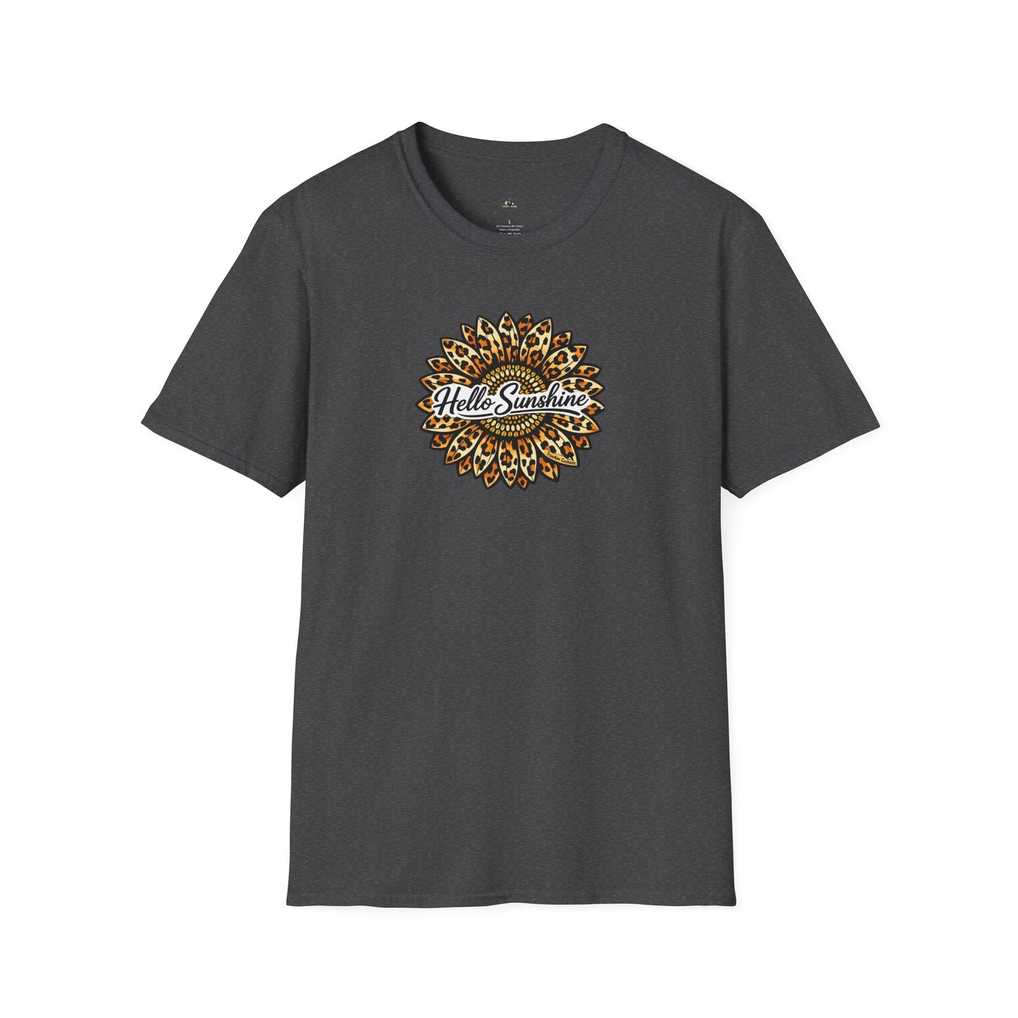 Hello Sunshine Leopard print sunflower unisex tee shirt