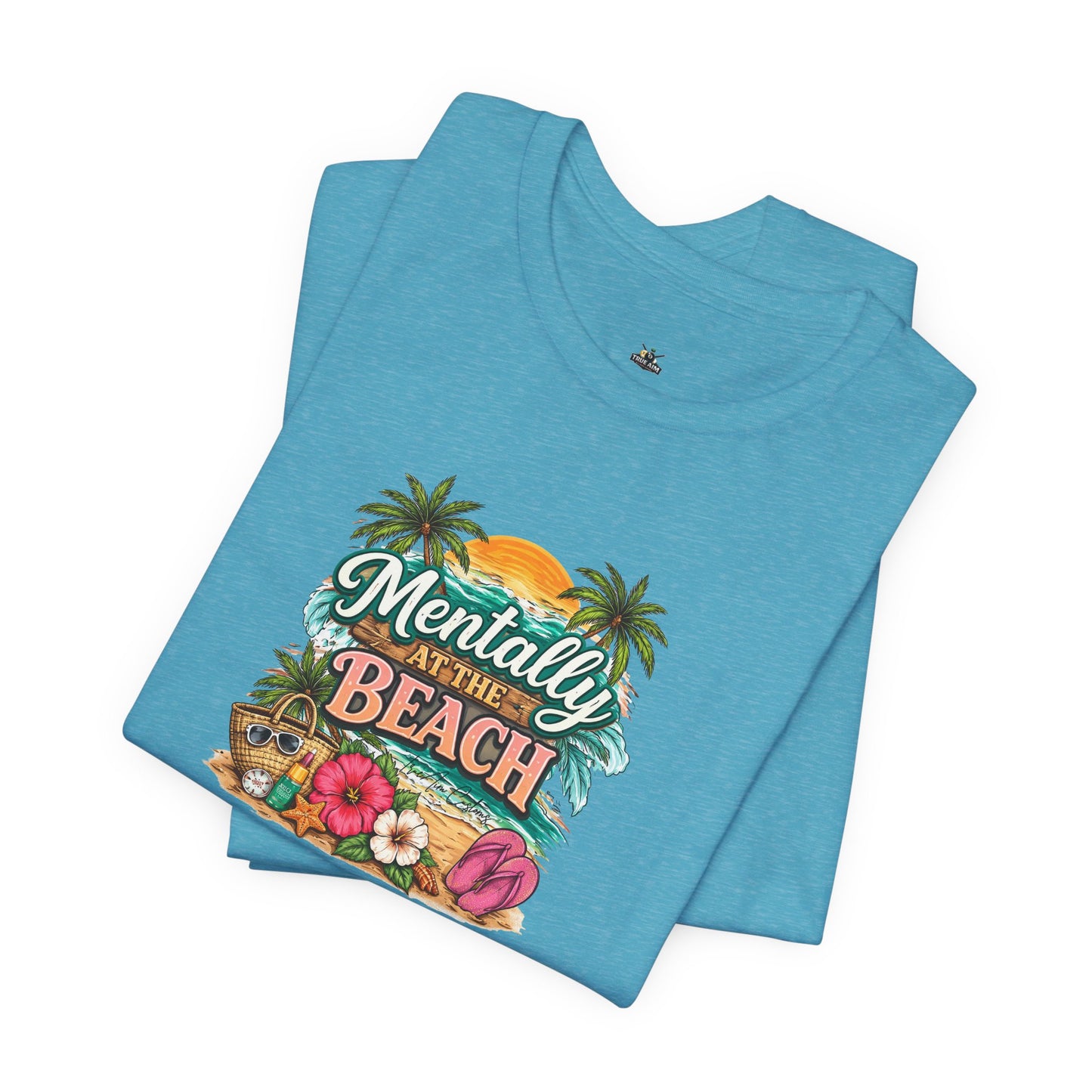 Mentally at the Beach Tee – Tropical Sunset Palm Vacation T-Shirt