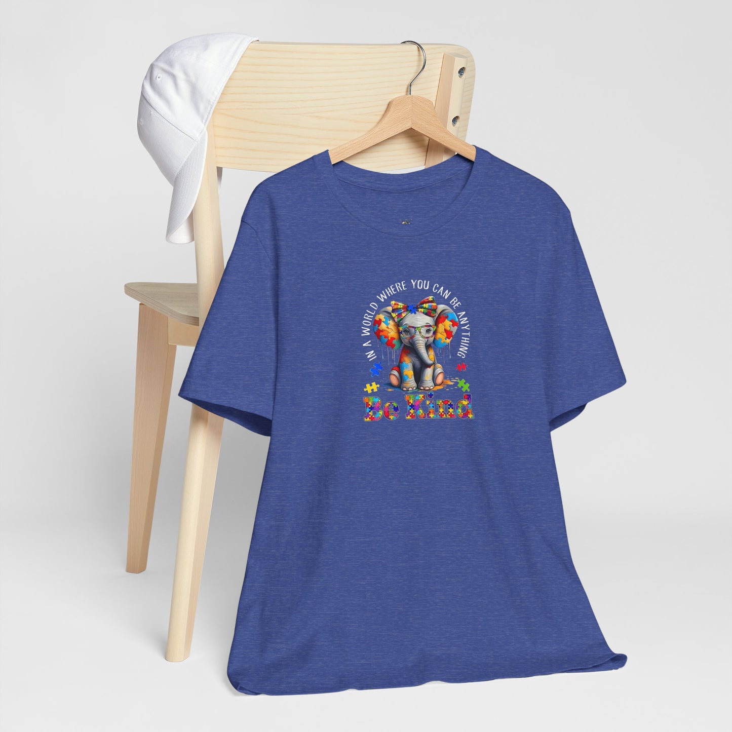 Be Kind Elephant T-Shirt — Colorful Puzzle Piece Autism Awareness Tee
