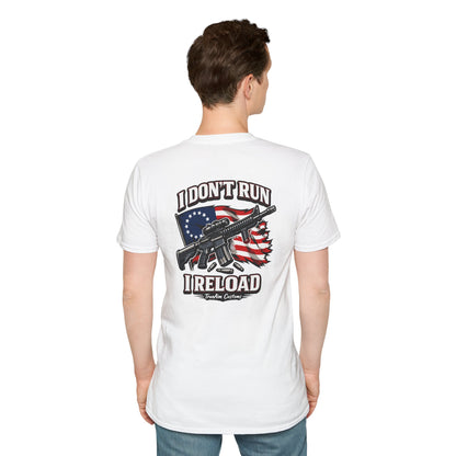 American Flag, AR 15- I don't run I reload 2A tee shirt unisex