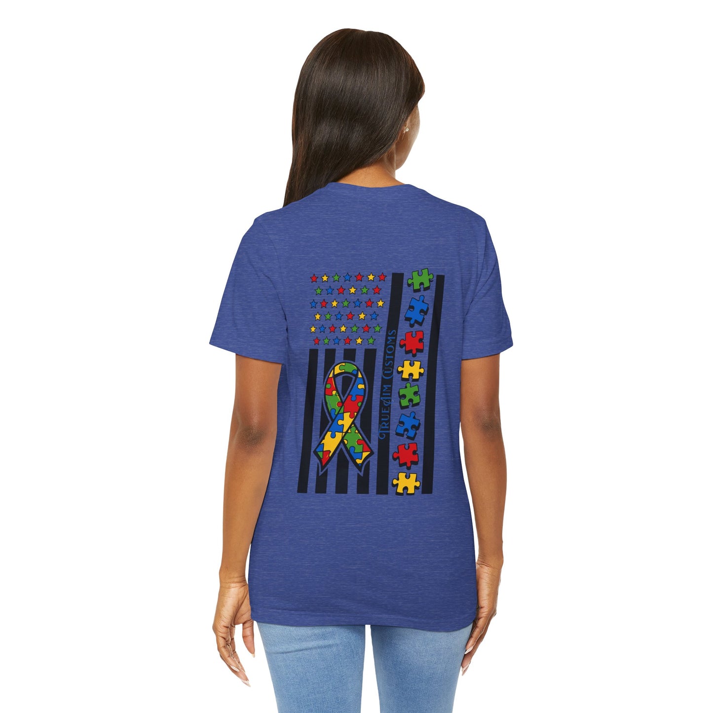 Autism Awareness Flag T-Shirt — Puzzle Ribbon Support Tee