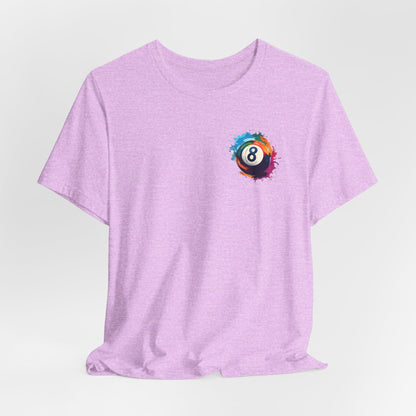 8 Ball Splash T‑Shirt — Colorful Pool Billiards Tee